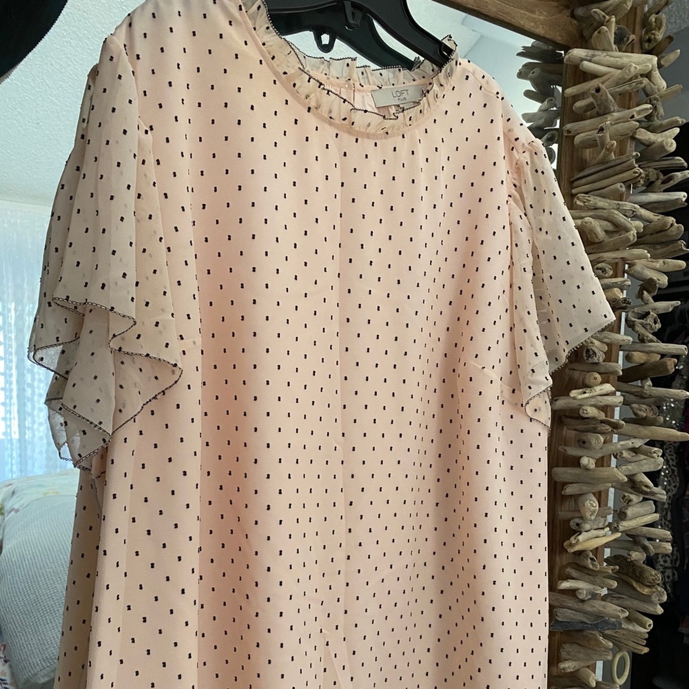 Woman’s pink blouse w/flutter sleeve from Loft